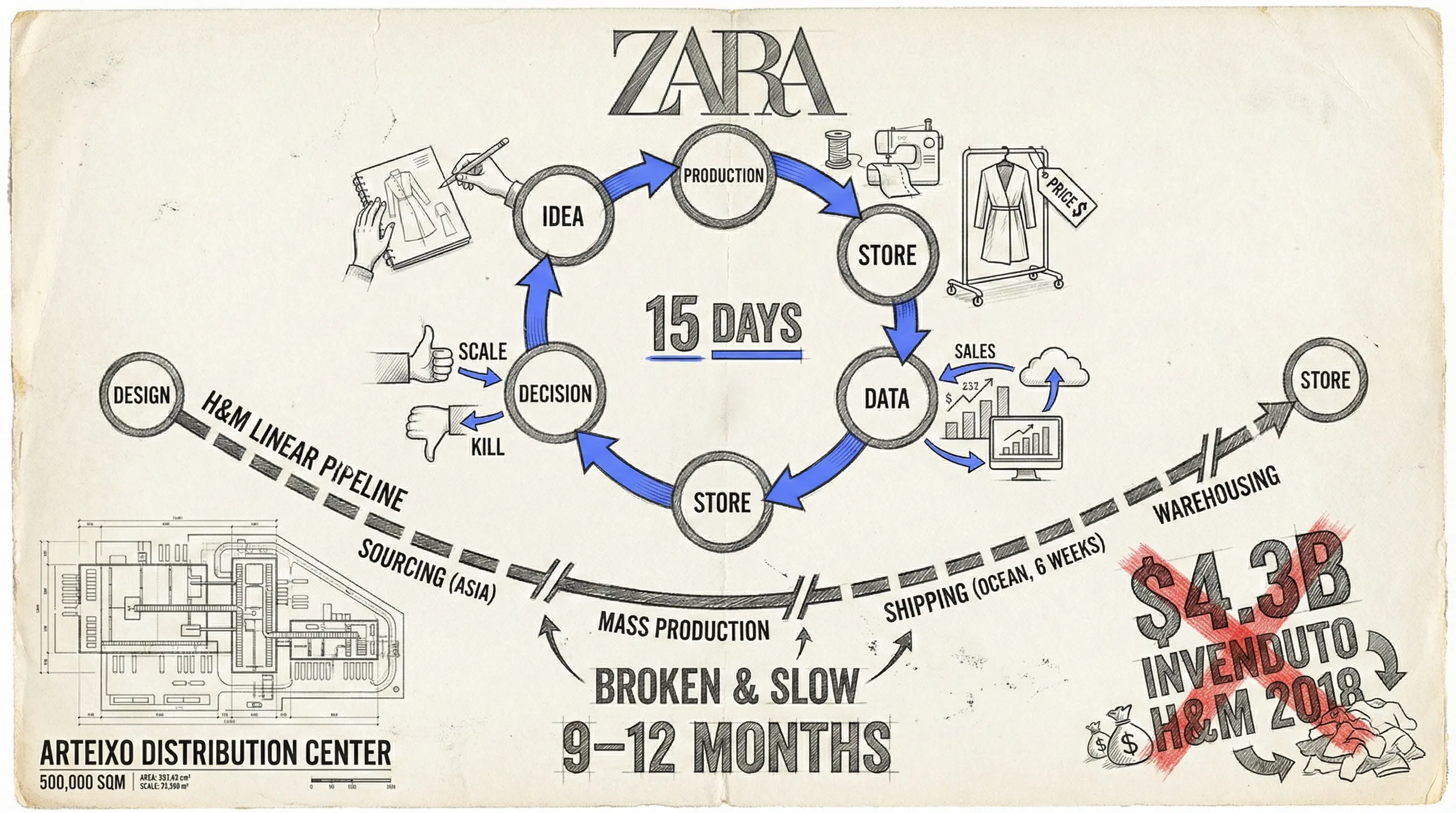 Zara fast feedback loop — rapid production vs traditional model